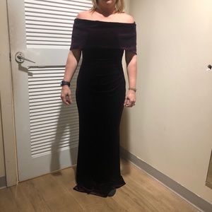 Evening gown plum velvet